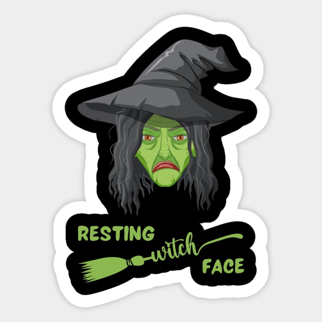 Resting Witch Face - Halloween Pun Sticker by Caregiverology